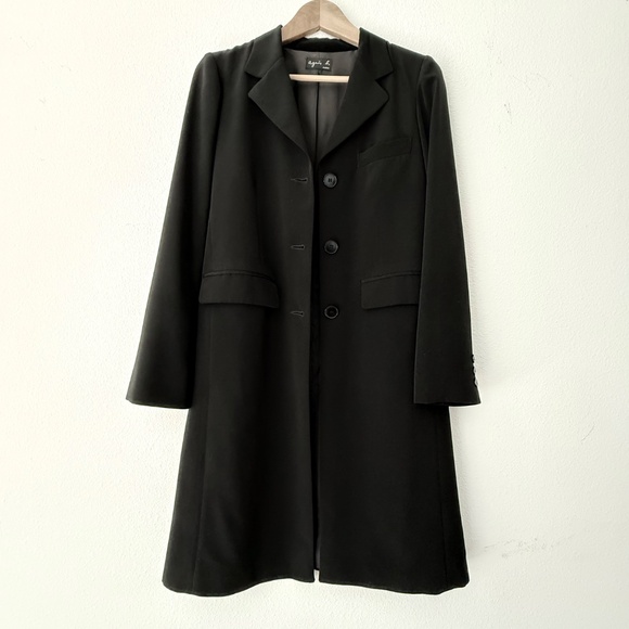 AGNES B BLACK CHESTER COAT Made in FRANCE - Picture 1 of 6